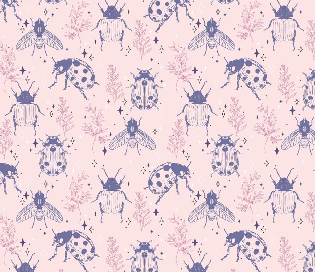 Cute Beetle Insect Pattern Print - 100% Cotton Print - Half Yard Orders ...