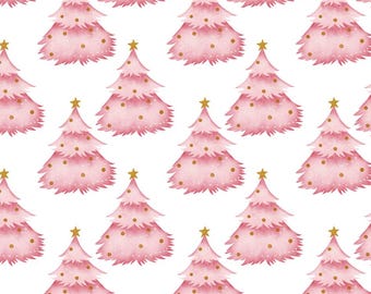 Estampado de árbol de Navidad - 100 % algodón - Pedidos de media yarda / 145 cm de ancho / Corte continuo a mano
