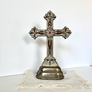 Vintage Cross Metal Alter tabletop style : Religious Christian Home Decor