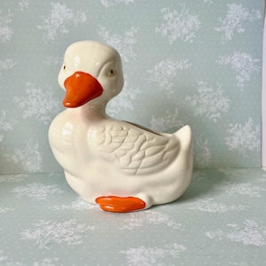 Vintage Duck Planter Ceramic | container for Plant, Matches, makeup, sink sponge | Nursery - cottage style whimsical animal