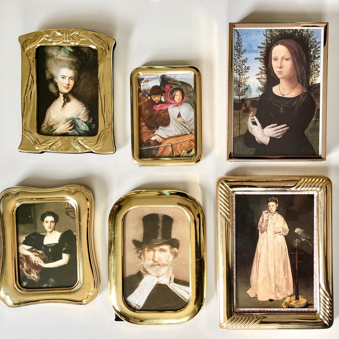 Vintage Brass Frames With Portrait Book Art Prints - Cottage ...