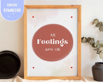 Feelings Poster for Kids – Calming Corner Mental Health Art (Digital Download)