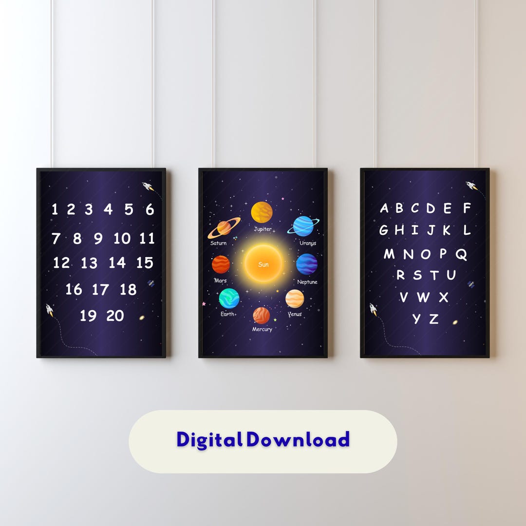 Montessori Kids' Educational Prints | Solar System, ABC, 123 (digital ...