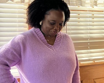 Simi Sweater Pattern | V-Neck Drop Shoulder Knit (Digital Download)