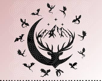 SJM Trono de Cristal, Acotar, Crescent City SVG, Sarah J Maas PNG Archivo de corte