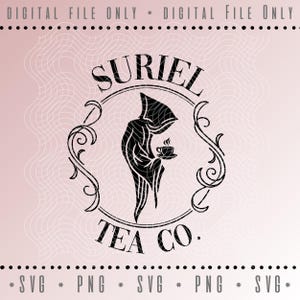 Suriel Tea Co. Acotar SVG-Schnittdatei, digitale PNG, Ein Gericht der Dornen und Rosen, Thron aus Glas digitale Cricut svg, Sarah j Maas