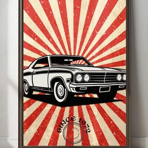 Retro Car Art Print: Vintage Style, Man Cave Decor (Digital Download)