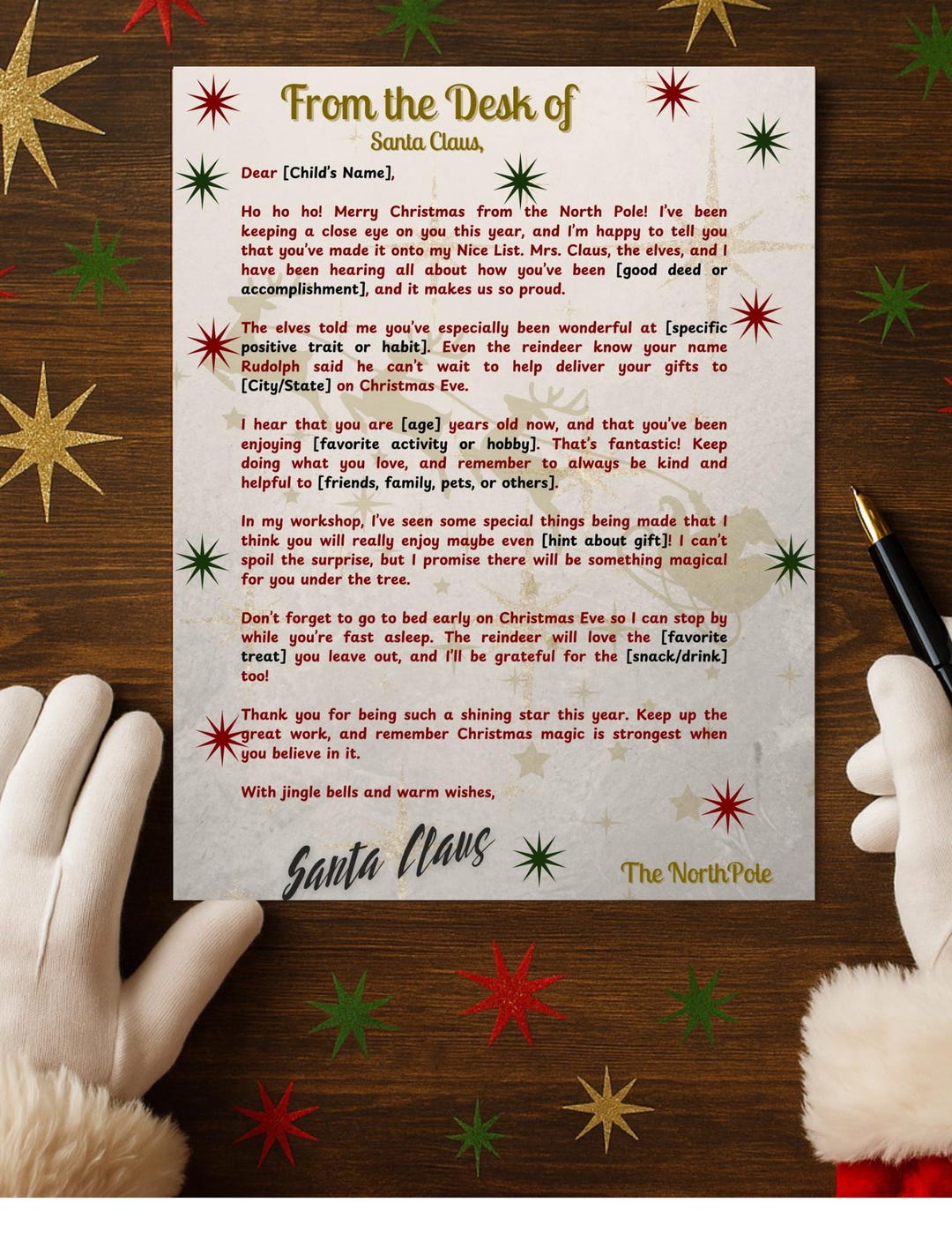Personalized Santa Letter - Editable Canva Template - Instant Download ...