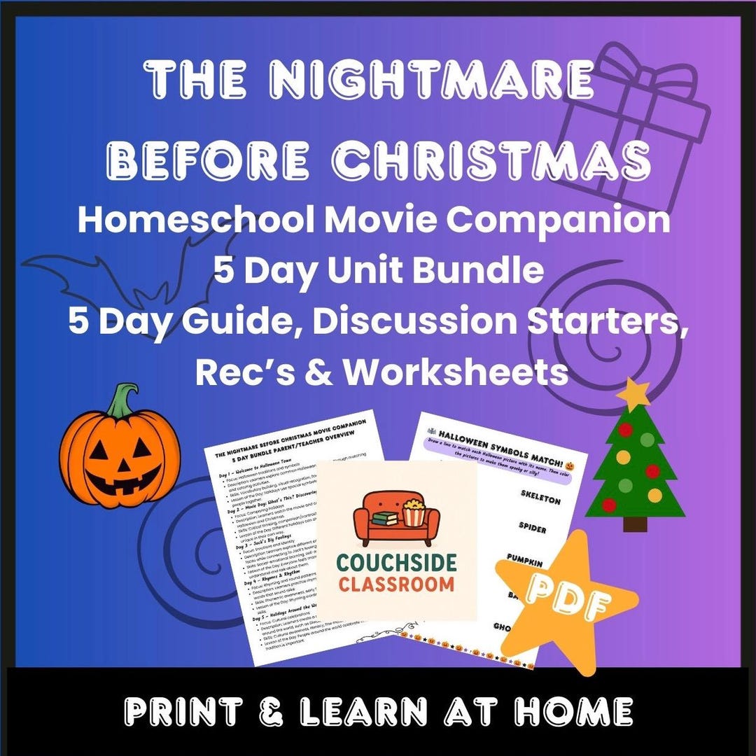 The Nightmare Before Christmas Homeschool Movie Companion 5 Day Unit ...