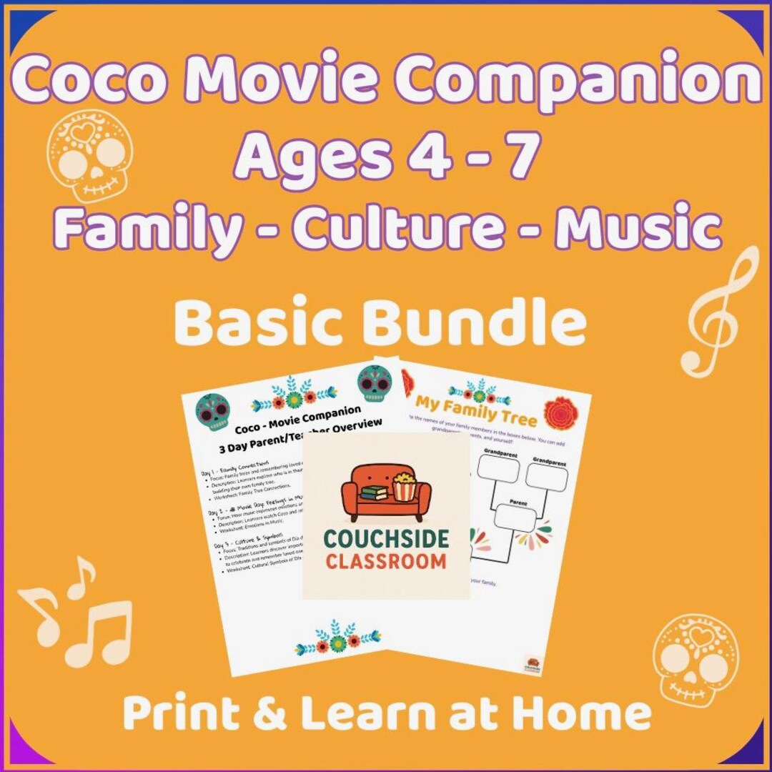 Coco Homeschool Movie Companion Basic Bundle Family Culture Emotions ...