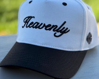 Heavenly Embroidered Snapback - White & Black 5-Panel Cap
