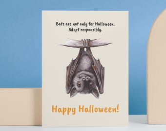 Bat Halloween Card - Funny Halloween Greeting Card / Cute Spooky Halloween Card / Halloween Gift Idea A5