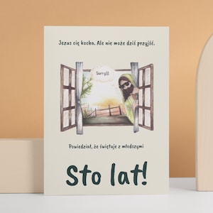 A5 Sto Lat Birthday Card - Funny Polish Greeting Card - Multicultural Hand-drawn Illustration