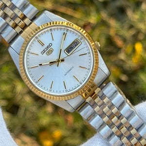 seiko 5 snxj90 datejust dress gold silver Seiko SNXJ90 SNXJ90k1 Automatic Men's Watch Vintage New Glass for $633 for sale from a Trusted Seller on Chrono24