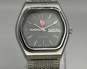 Vintage RADO Senator Automatic Watch: Swiss Made Stainless Steel Day-Date