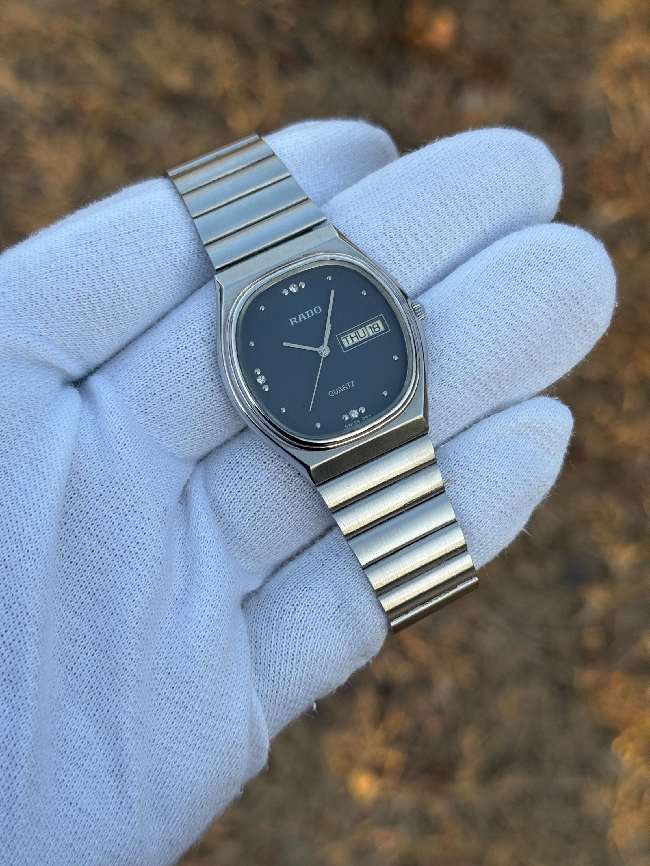 Vintage Rado Quartz Watch | Swiss Made Day Date | Grey Dial Dress