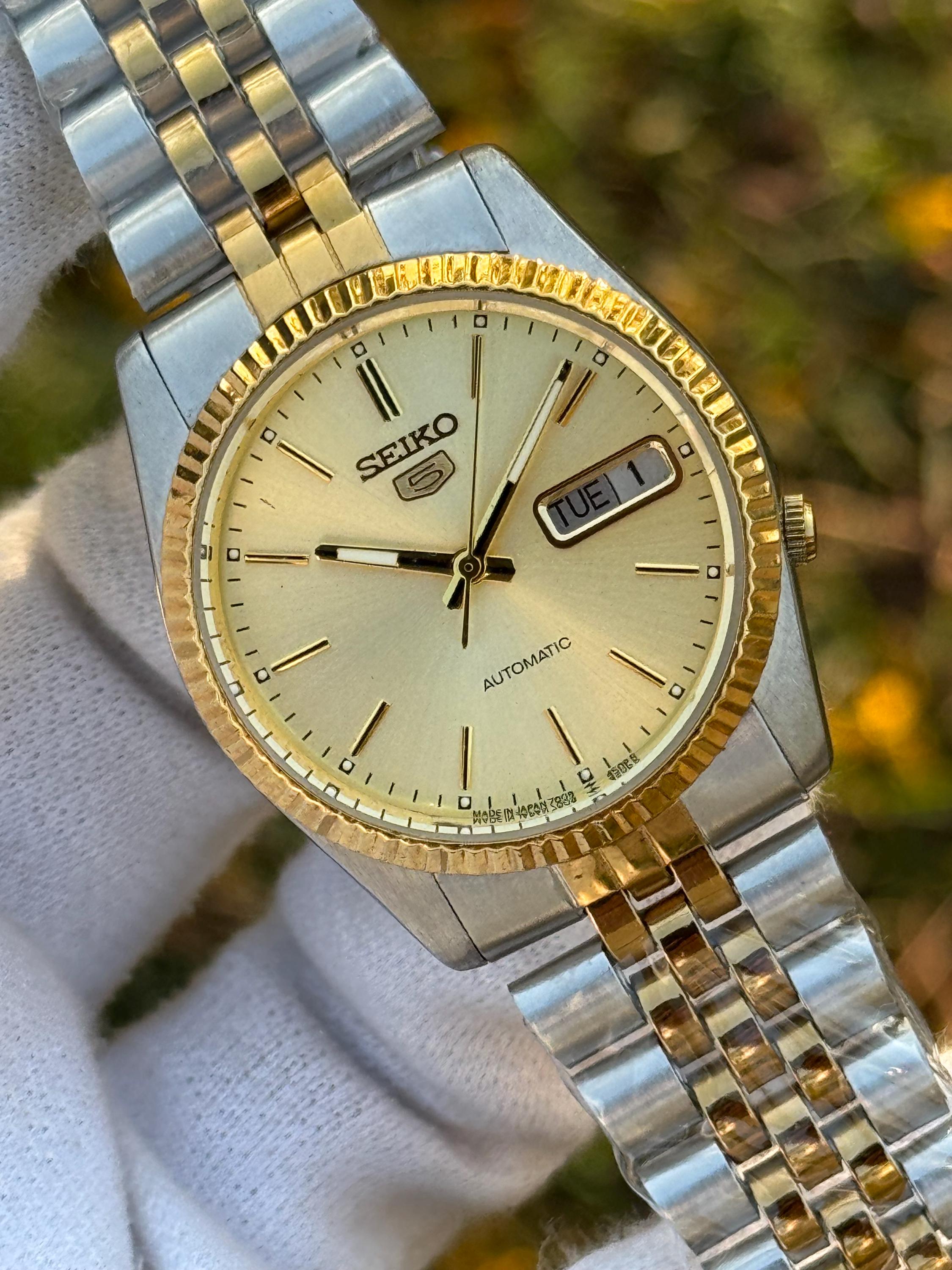 Seiko 5 Golden Sunburst Dial SNXJ Automatic Mechanical 7009-3110