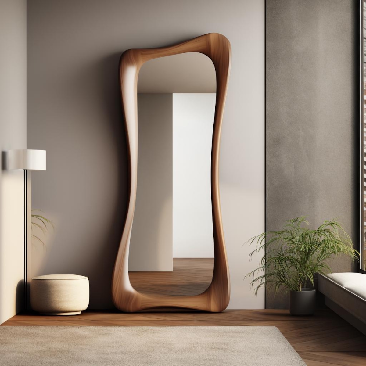 Walnut Asymmetrical Full Length Mirror - Walnut Standing Mirror - Handmade Wooden Frame Mirror - Walnut Floor Mirror - Walnut Mirror - Etsy