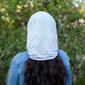 Solid White – 15" Women's Long Stretch Knit Expandable Convertible Headcovering / Headwrap / Headband