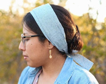 Chambray Cotton –  Women's Cotton Headband with Ties