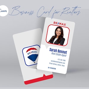RE/MAX Realtor Business Card Template | Editable Canva Real Estate Card | Instant Download