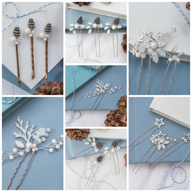 Christmas Wedding Hair Pins Pine Cone Hair Pins Winter Bride Etsy