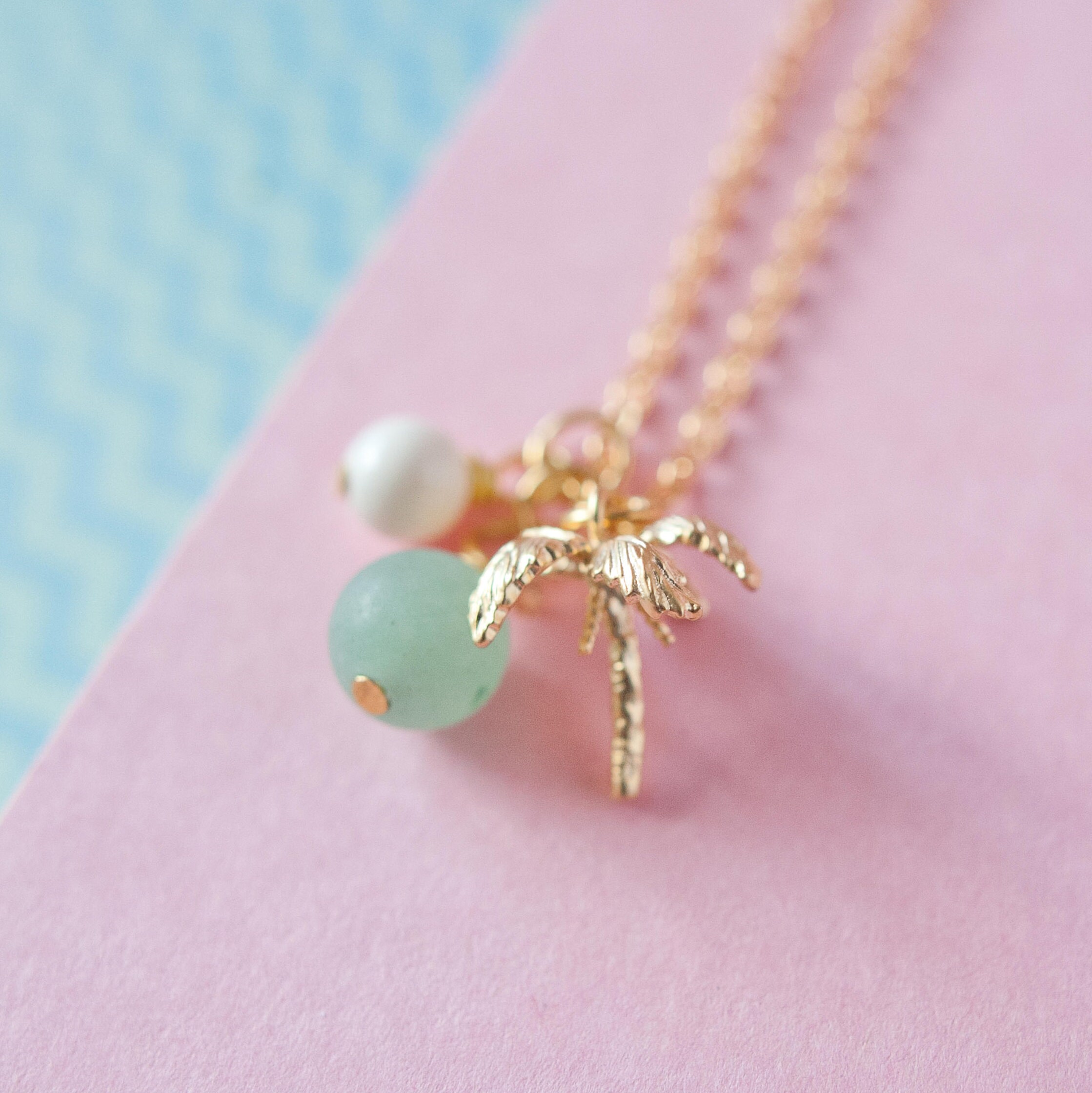 Palm Tree Necklace Gold Palm Necklace Palm Tree Pendant Etsy