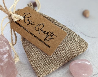 Rose Quartz Crystal Gift Bag | Crystal Healing Gift Bag | Teen Stocking Filler | Rose Quartz Tumble Stone