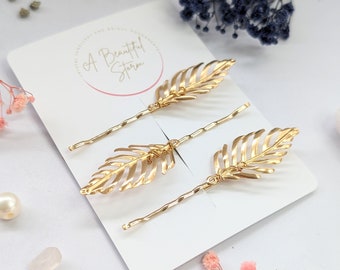 Eleganti forcine in foglia d'oro per spose / Accessori per capelli da sposa / Matrimonio Boho / Forcine per capelli da sposa in oro