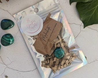 Christmas Crystal Gift | Stocking Filler for Older Kids | Crystal Healing Malachite Gift Bag I Malachite Healing Stone | Teen Socking Filler