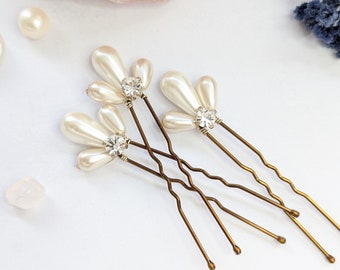 Pearl and Rhinestone Bridal Fan Pins - Elegant Wedding Hair Accessories - Pearl Hair Pins for Brides