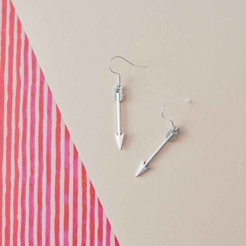 Silver Arrow Earrings Arrow Drop Earrings Adventure Etsy