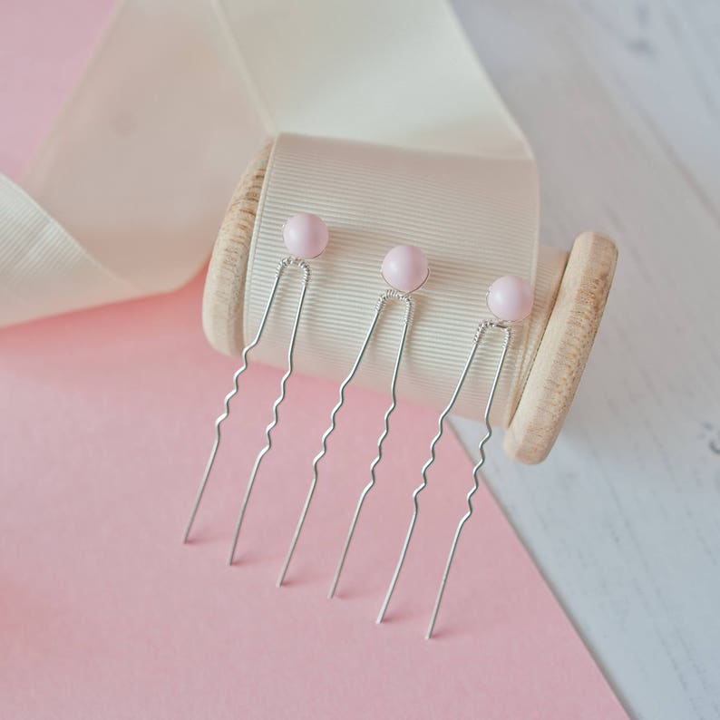 Pink Hair Pins Pearl Hair Pins Pink Bridesmaid Hair Pins Etsy UK