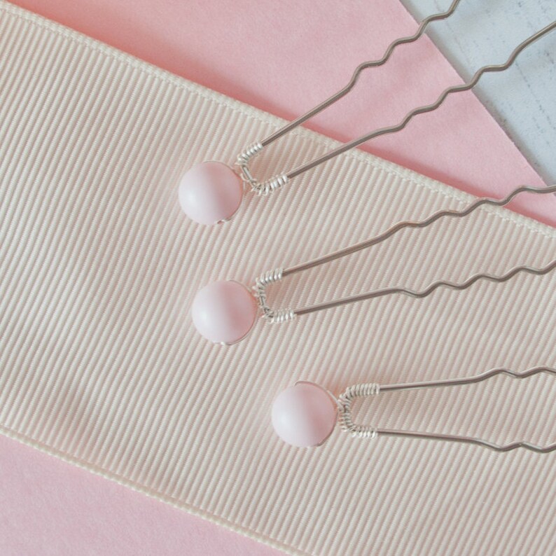 Pink Hair Pins Pearl Hair Pins Pink Bridesmaid Hair Pins Etsy UK