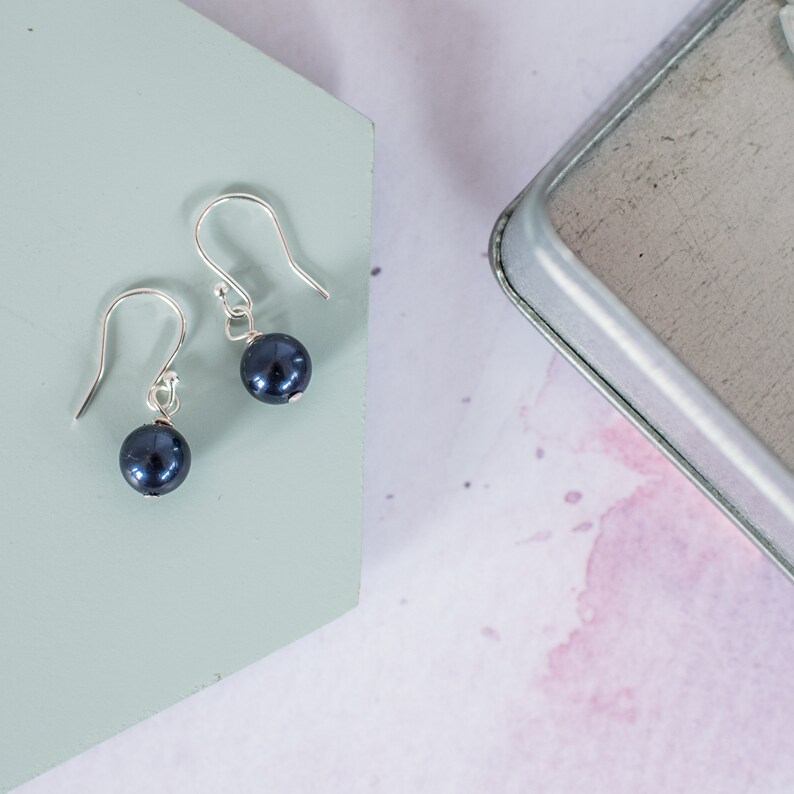 Navy pearl earrings Clearance
