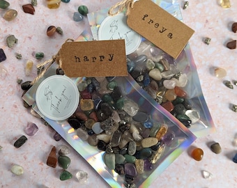 Teen Party Bag of Crystals | Personalised Party Bag for Older Kids | Crystal Selection Bag I Party Favours