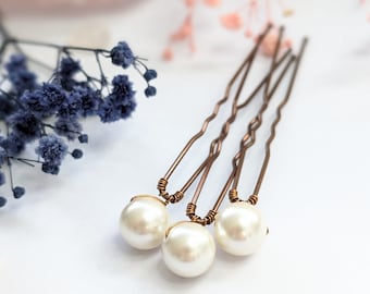 Handmade Pearl Hair Pins for Brides - Elegant Bridal Hair Accessories - Pearl Hair Comb - Brown Pearl Hair Pins - Bridesmaid Accessories