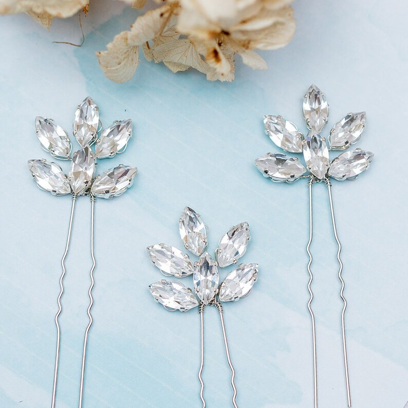 Diamante Hair Pins Wedding Hair Pin Set Silver Rhinestone Etsy