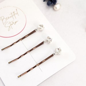 Mini Rhinestone Hair Pins | Diamante Hair Grips | Handmade Bridal Accessories | Sparkly Wedding Hair Pins | Rhinestone Hair Slides