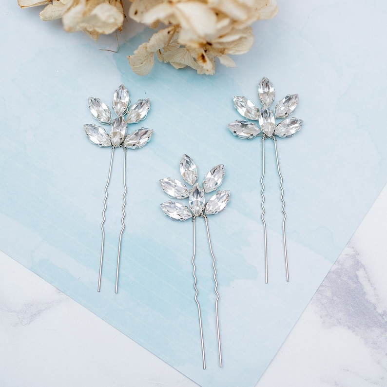 Diamante Hair Pins Wedding Hair Pin Set Silver Rhinestone Etsy
