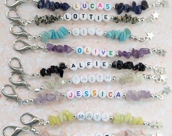 Personalised Crystal Key Chain with Custom Name - Unique Gift Idea - Gemstone Bag Charm - Crystal Clip