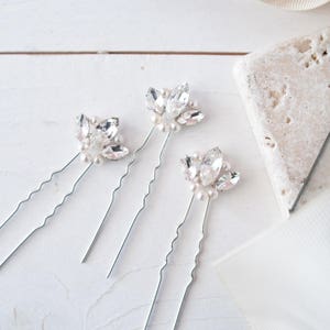 Pearl Fan Pins, Pearl and Crystal Hair Pins, Fan Hair Pins, Bridal Hair Pins, Rhinestone Hair Pins, Pearl and Diamante Hair Pins, Bridal Pin image 4