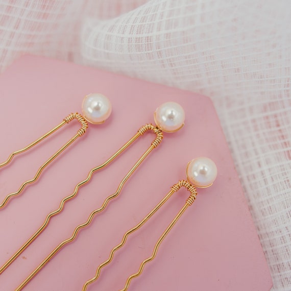 Pearl Hair Pins Gold Hair Pins Gold Pearl Pins Wedding Hair Etsy