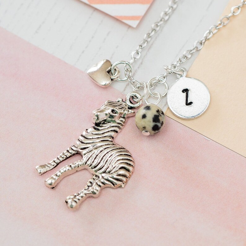 Personalised Zebra Charm Necklace Zebra Pendant Zebra Etsy
