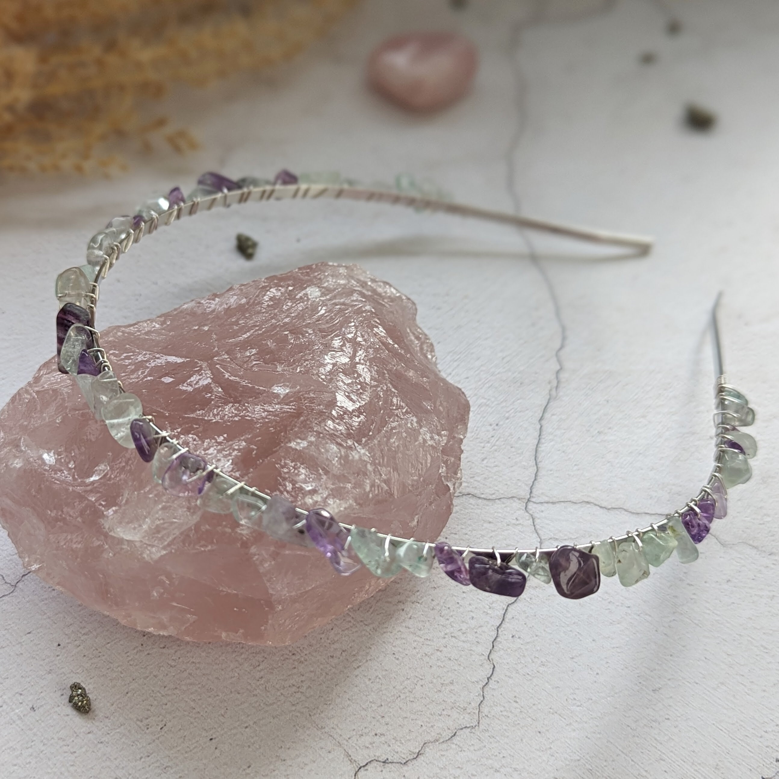 Fluorite Crystal Headband – Natural Gemstone Hair Accessory  display picture 1
