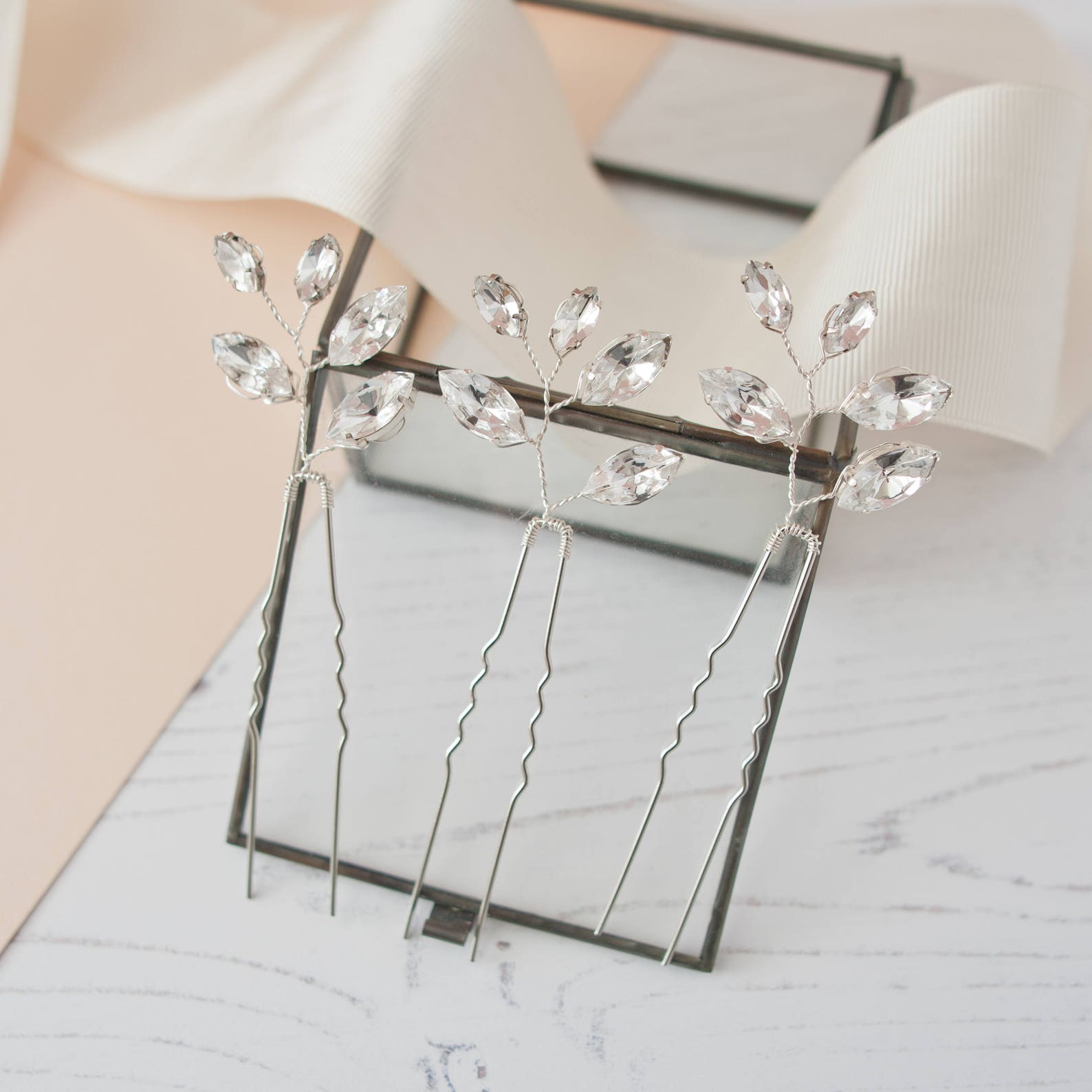 Diamante Pins Rhinestone Hair Pins Fan Hair Pins Diamante Etsy UK