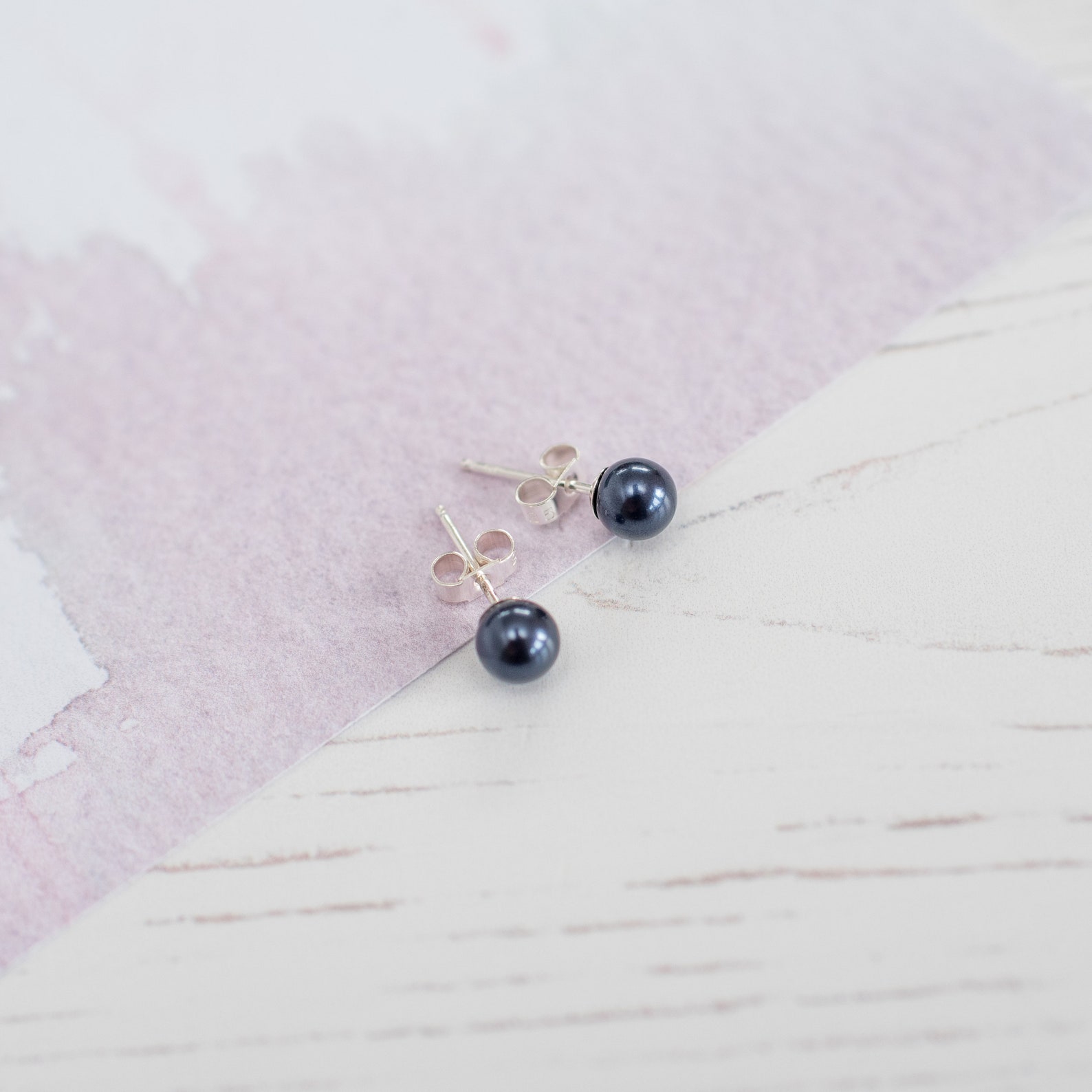 Navy Pearl Earrings Navy Bridesmaid Earrings Navy Pearl Etsy
