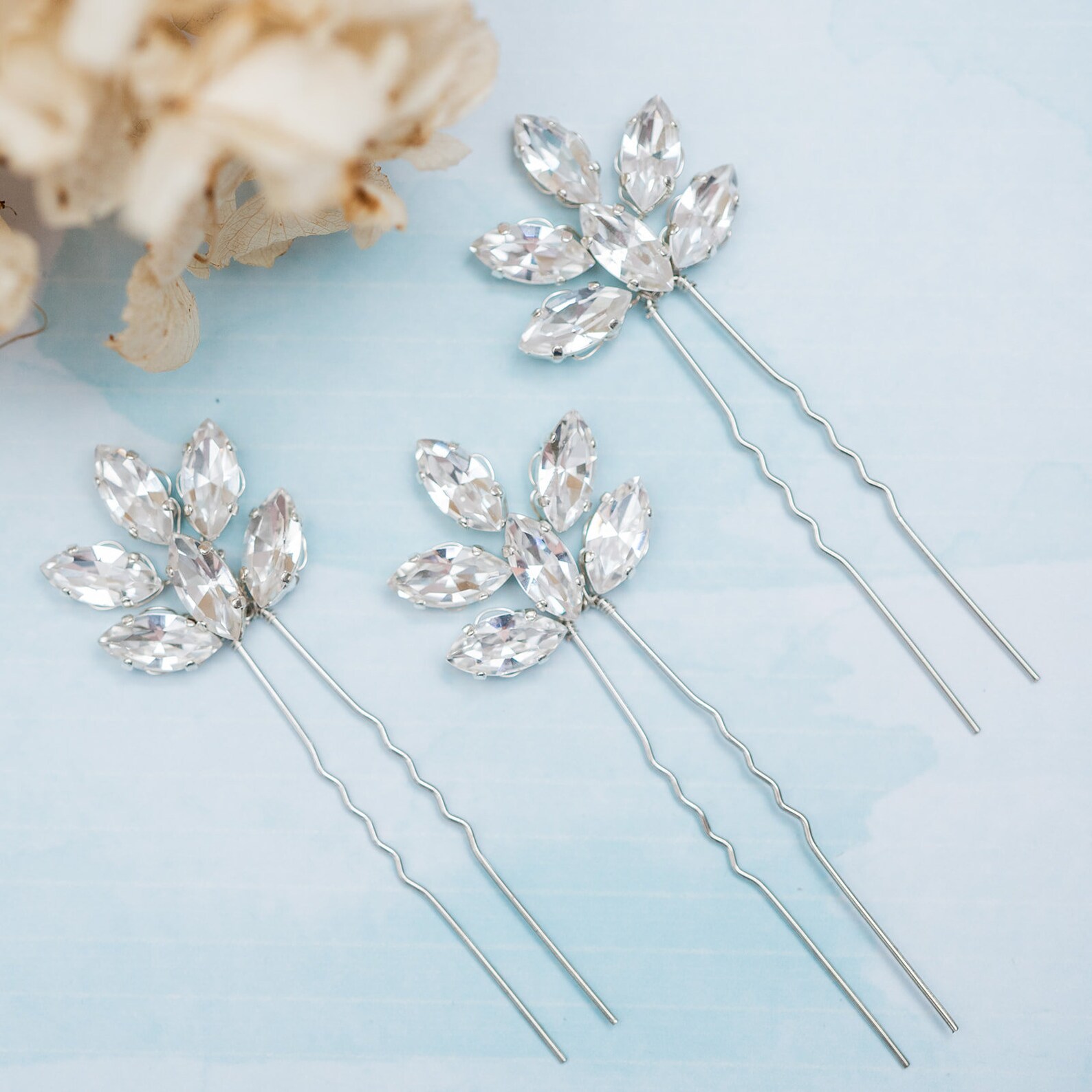 Diamante Hair Pins Wedding Hair Pin Set Silver Rhinestone Etsy