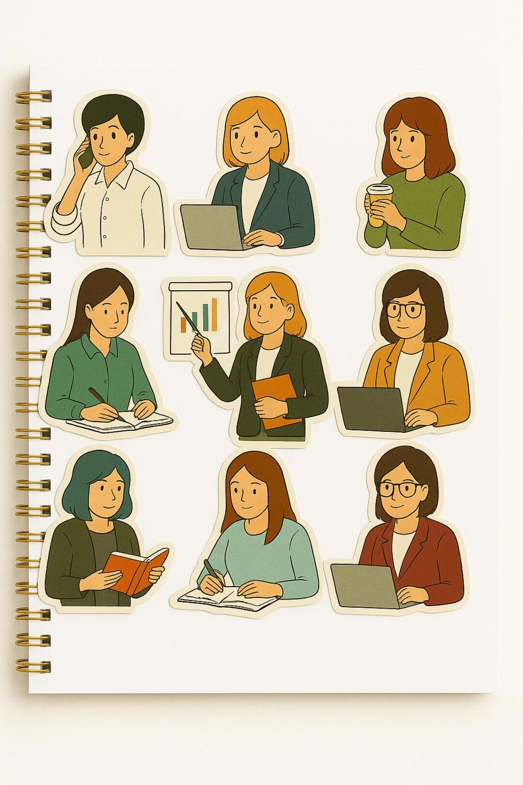 9 Working Women Stickers | Anime Office Girl Sticker Pack | Digital Planner &amp; Journal Decoration ...