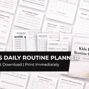 Planificador de rutinas diarias para niños (imprimible) / Tabla de tareas para niños / Horario diario y semanal / Rastreador de rutinas / Tabla de recompensas / Descarga instantánea PD